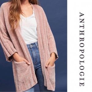 Anthropologie Pink Chenille Cardigan